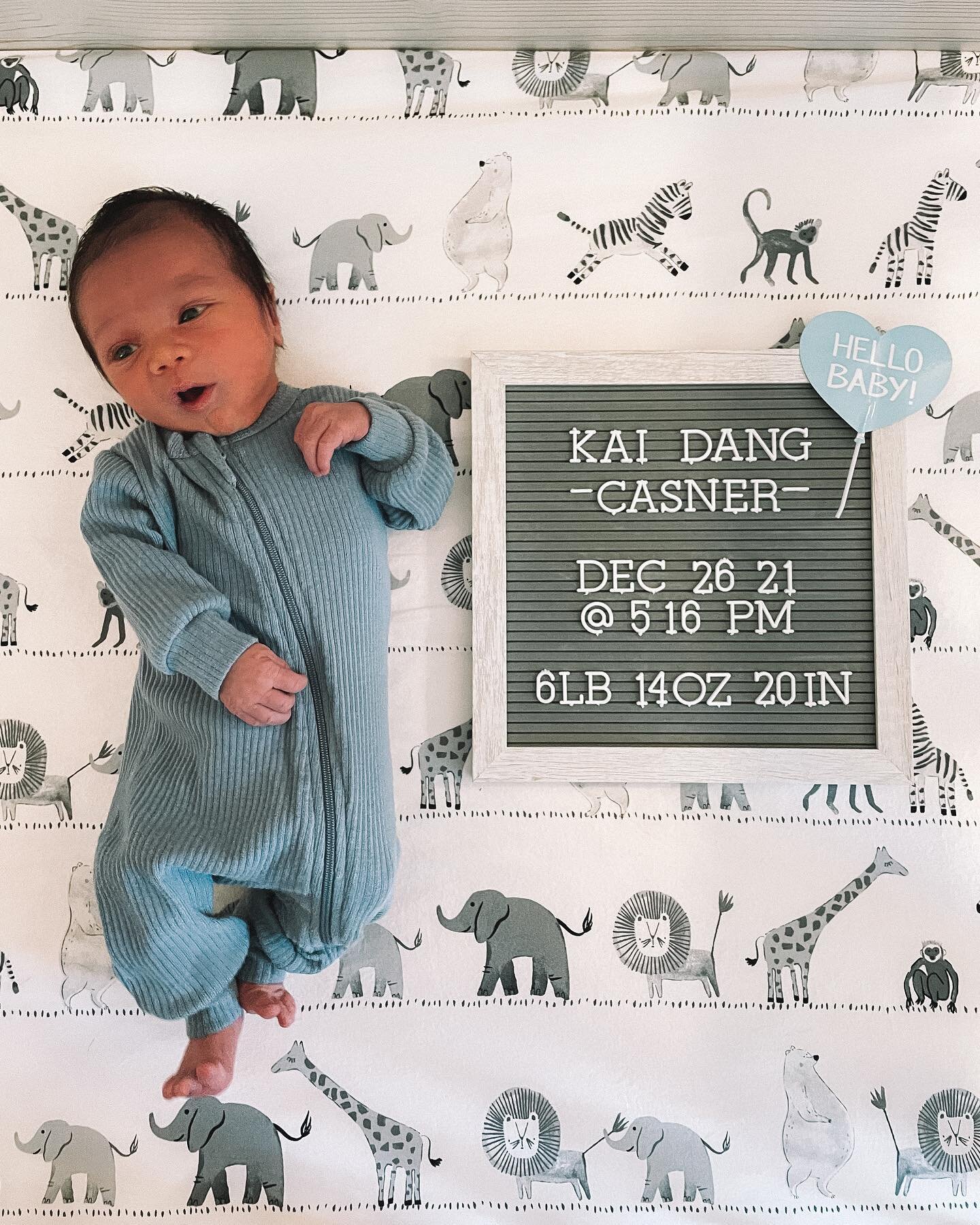 Kai Dang Casner came into the world December 26, 2021 and changed our world forever. 💙 Today is his original due date but he made his debut a little early so we could ring in the new year as a family of 3. 🥳 Cheers to our biggest adventure yet and 