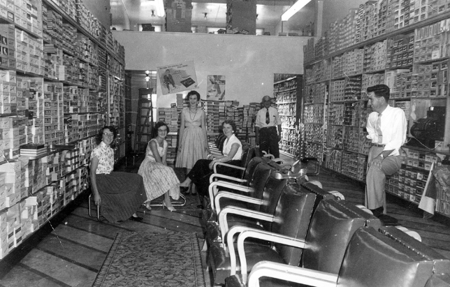  Interior of Mather's Shoes, Brisbane Street, Ipswich. Image credit -  The Fashion Archives  