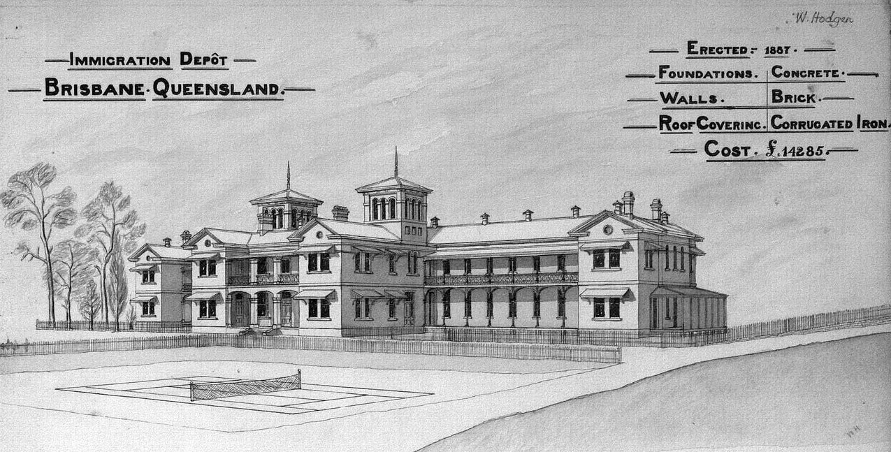  Architectural plans and perspective drawing of the Immigration Depot, Brisbane, 1888 