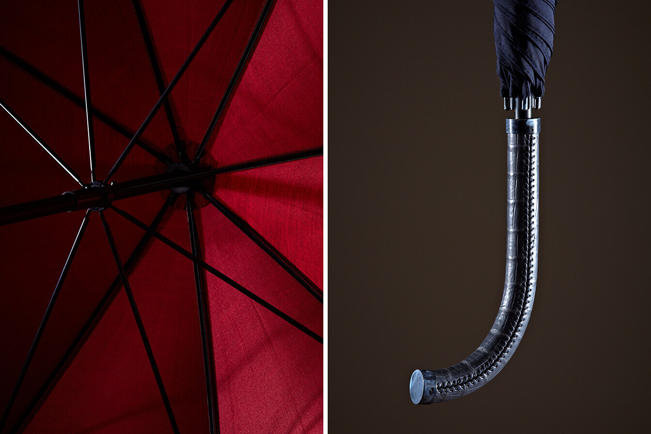 Oliver Ruuger umbrella canopy and handle. Ecommerce studio shoot.