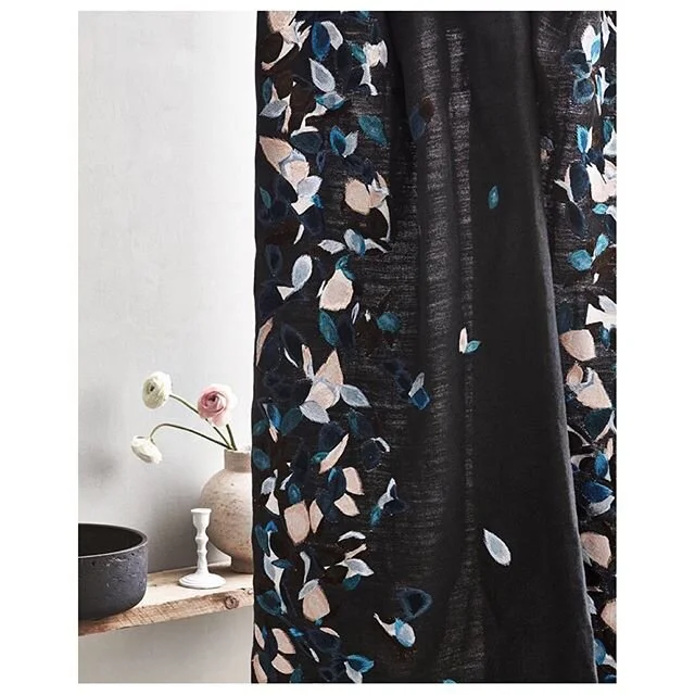 Appliqué leaf embroidery for @imogenheathinteriors 🖤