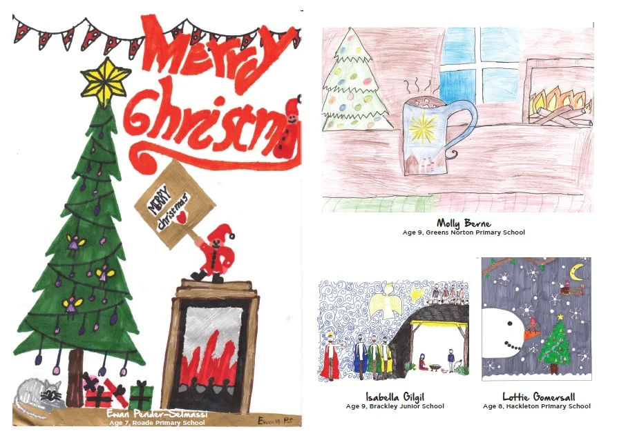 Ewan's winning design on the front, with runners-up Molly, Isabella and Lottie on the back.