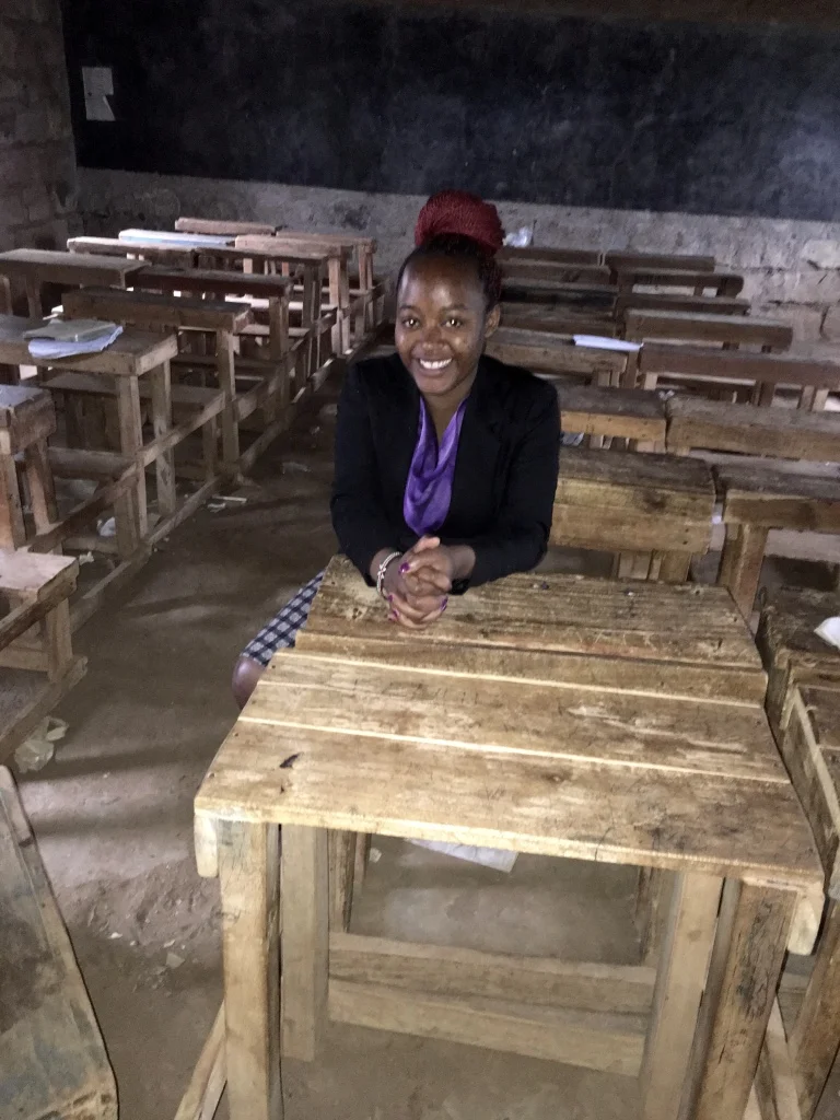 Carolyne visiting her village primary school