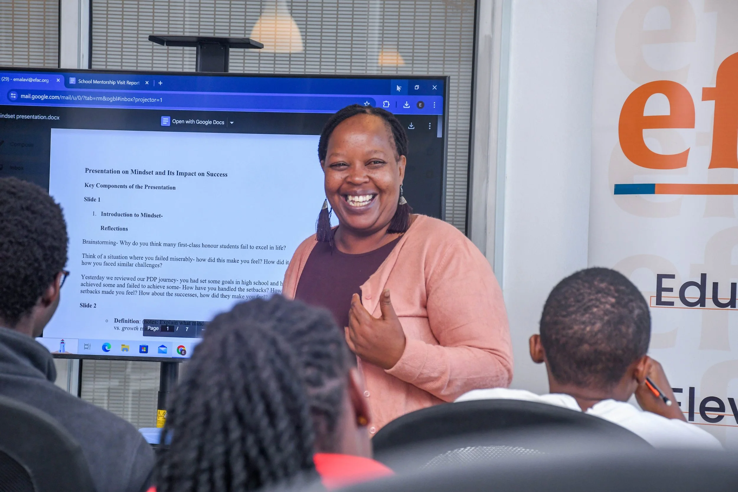 EFAC's Director of Programs - Beth Wokabi handling a Mentors Training.jpg