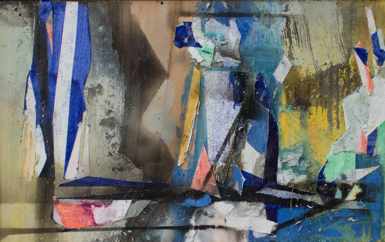 Neon Naps, 3 3/4"x5 3/4", Found Scraps of Paper, Collage, Fumage, 2016