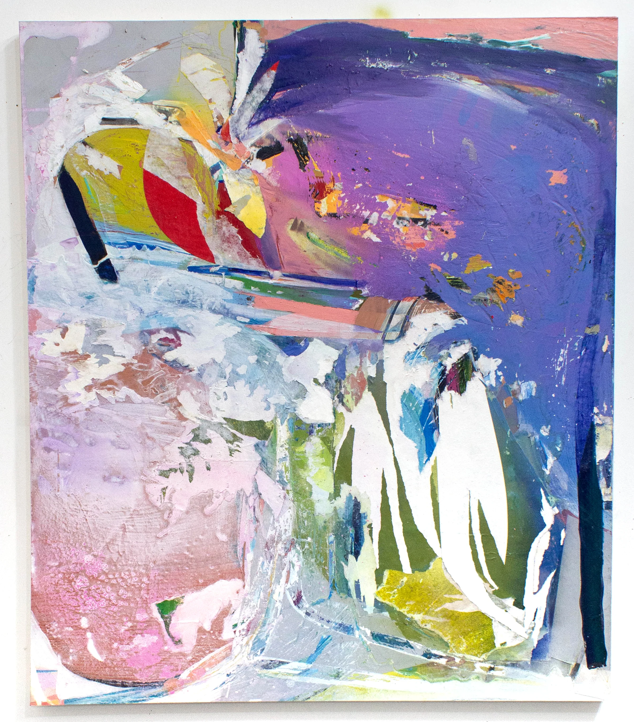 Entropic, 40.5”x35.5” Acrylic, Spray Paint, Collage on Panel, 2019