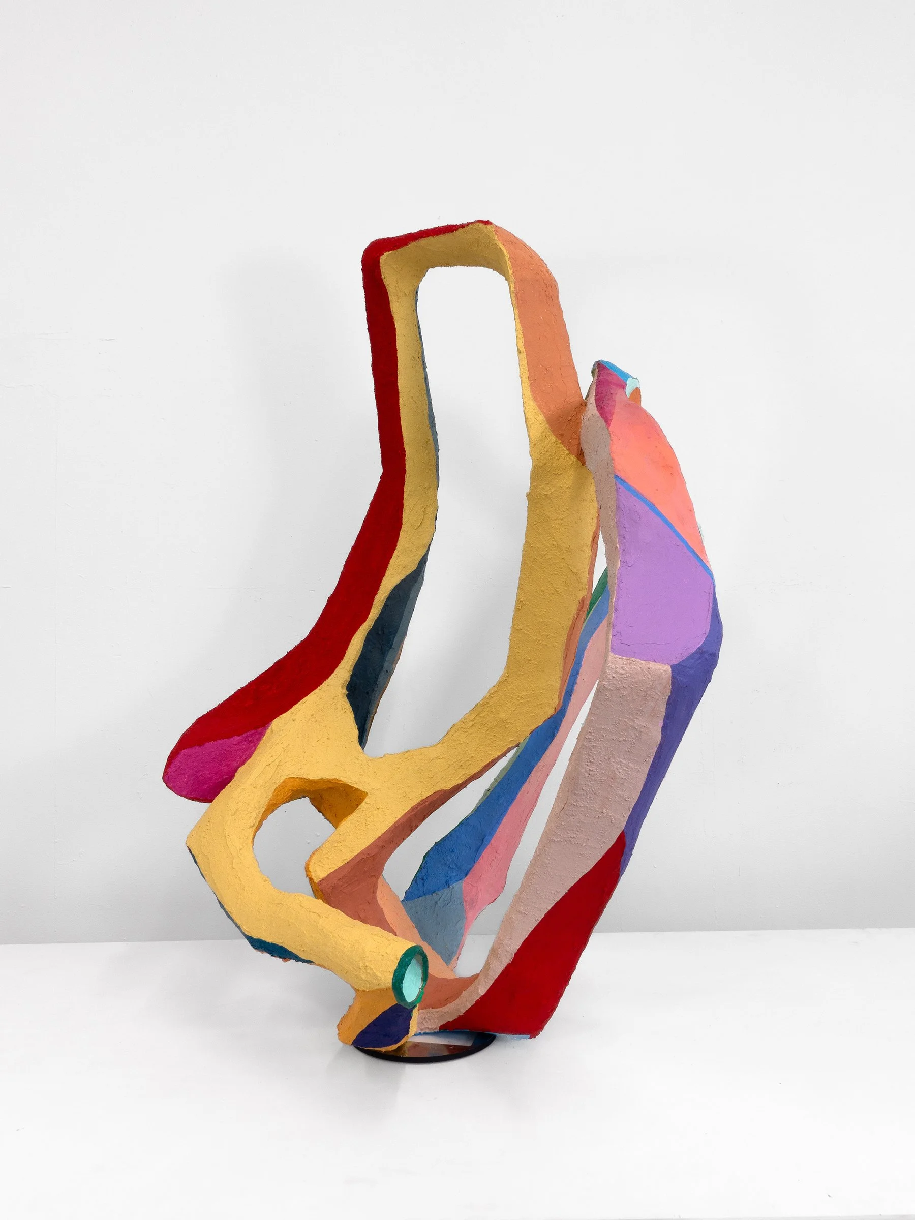 So Be It. See To It. 39”x30”x35”, Acrylic, Ink, Steel, Pipe Insulation, Construction Board, Cardboard, Handmade Paper Pulp, Notes and Poems on Paper Buried Inside the Sculpture, 2025