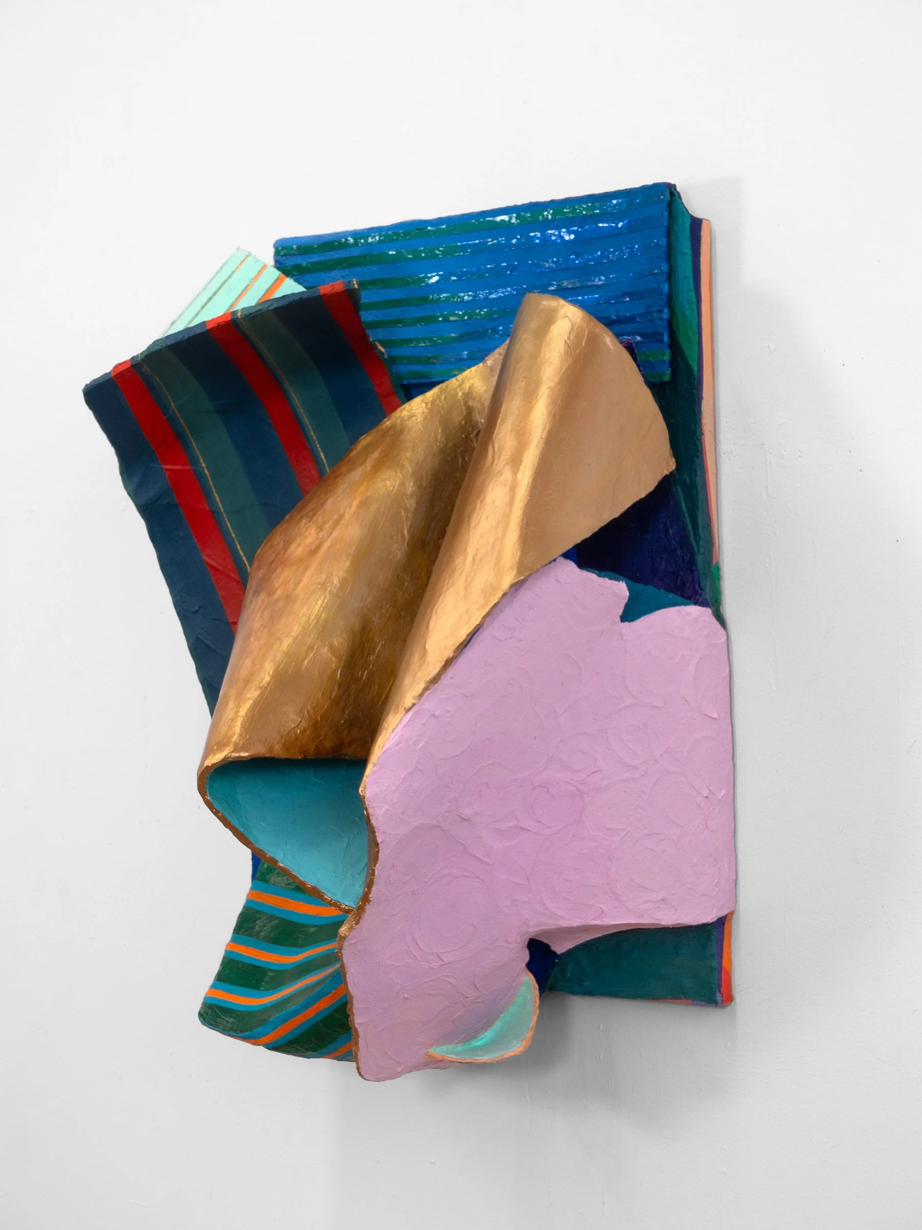 Daily Devotion 26”x18”x12”, Acrylic, Construction Board, Cardboard, Handmade Paper Pulp on Canvas, 2025
