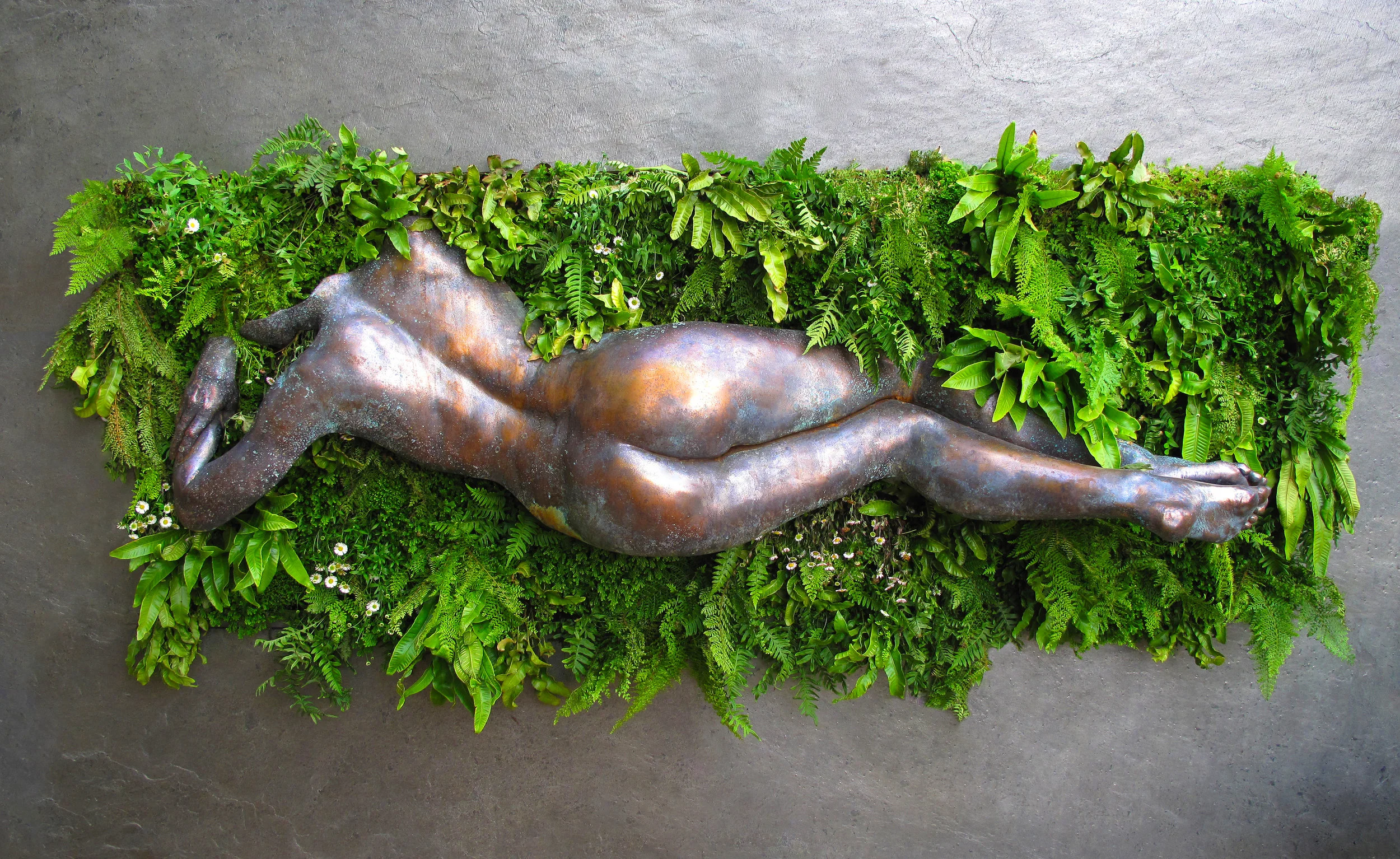 "The Prize", unique life size original (SOLD) shown here in electroformed copper. Limited editions available in patinated and polished foundry bronze, cold cast metals, cast aggregates, artisan concrete in various colours, coloured resin. POA.