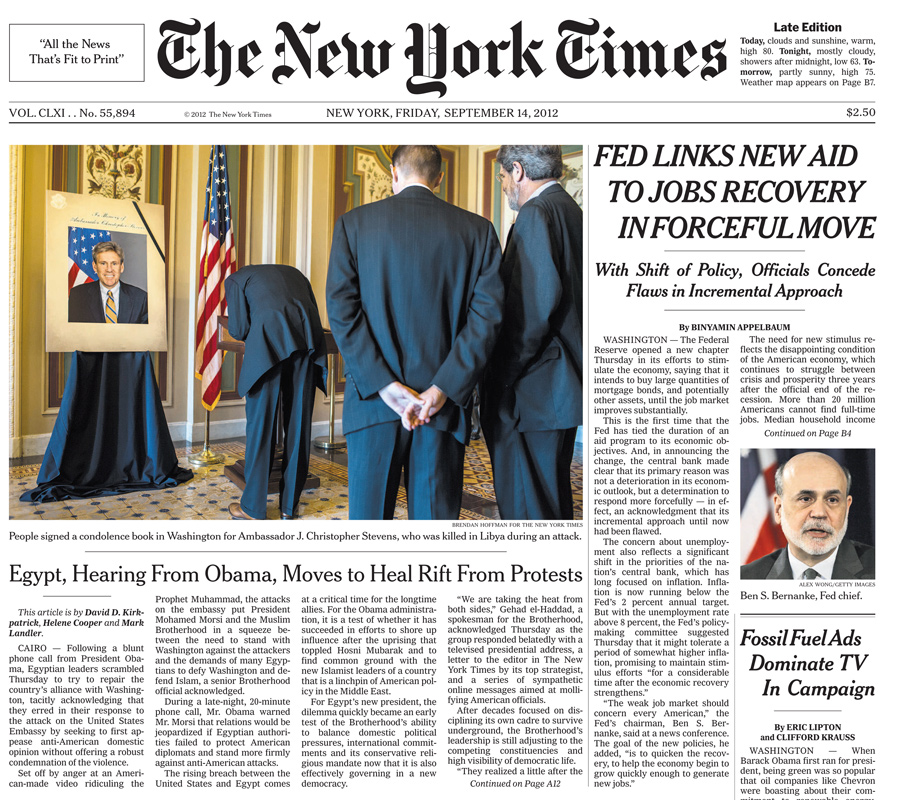  The New York Times, 14 September 2012 