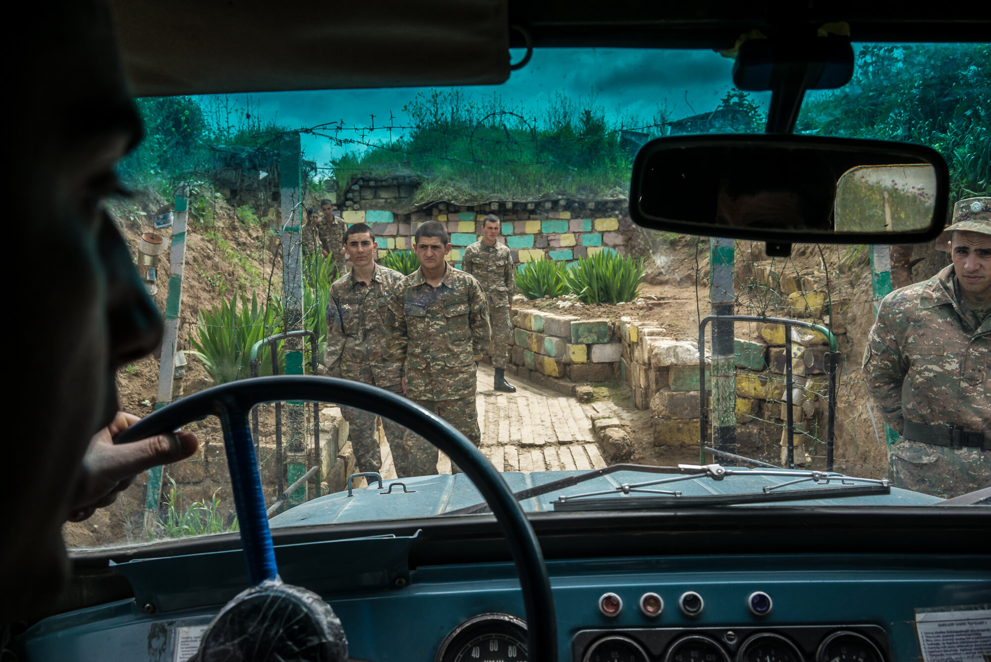  Members of the armed forces of Nagorno-Karabakh at their post along the line of contact with Azerbaijani forces in the eastern direction. Near Agdam, Nagorno-Karabakh. 2015. 