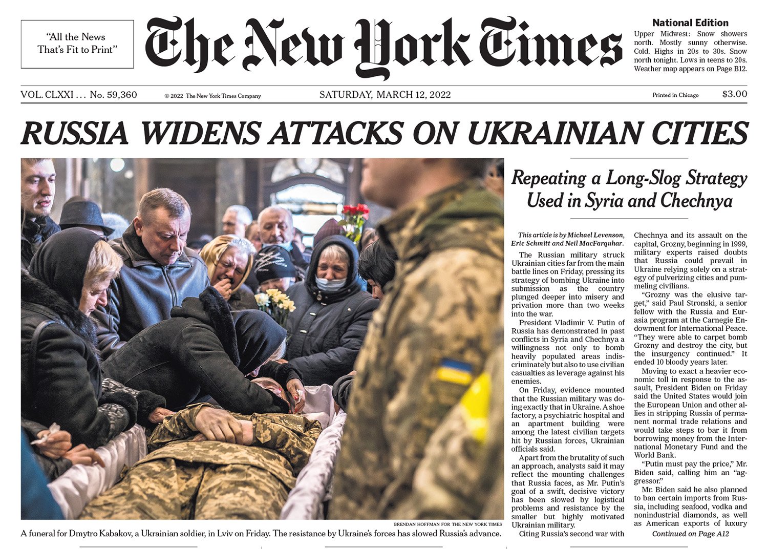  The New York Times, 12 March 2022 