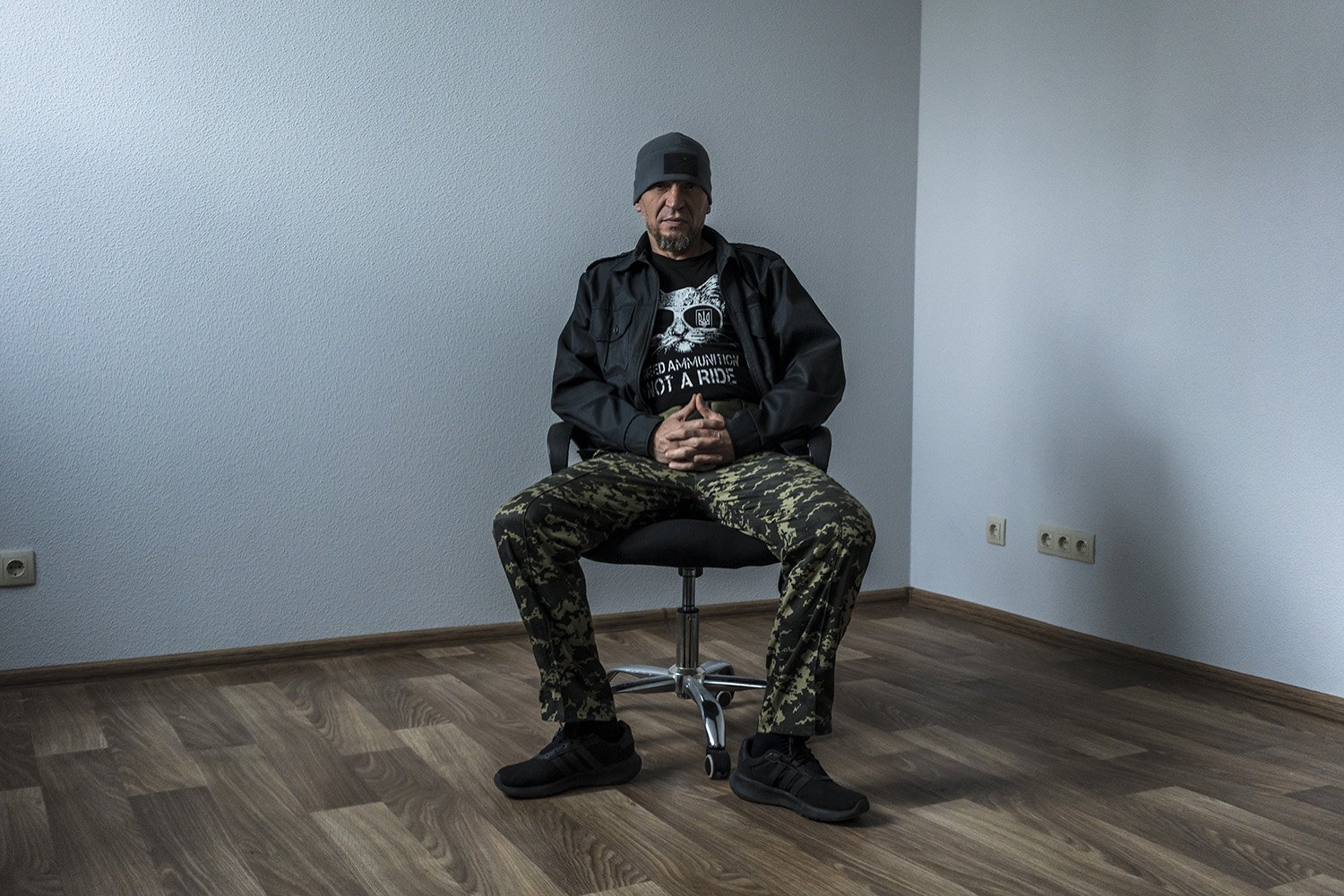  Yevgeny Nuzhen, 55, a Russian prisoner of war held by Ukraine, poses for a portrait on Saturday, October 29, 2022 in Kyiv, Ukraine. Nuzhen was a prisoner in Russia when he was offered the opportunity to join the Wagner Group, a Russian private milit