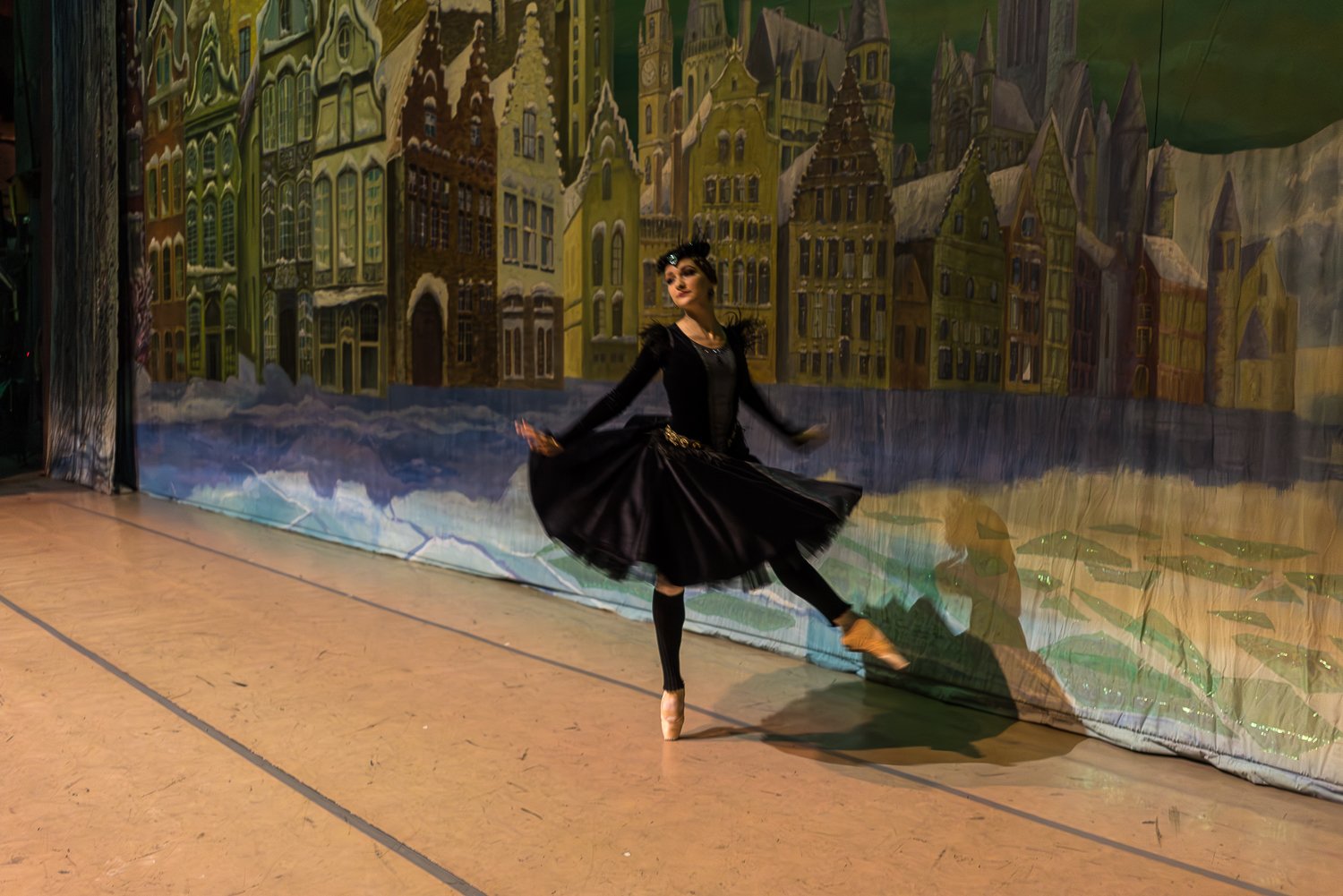  A ballerina warms up before a performance of The Snow Queen at the Ukrainian National Opera and Ballet Theater on Sunday, January 8, 2023 in Kyiv, Ukraine. The ballet was performed in the place of traditional shows such as the Nutcracker in order to