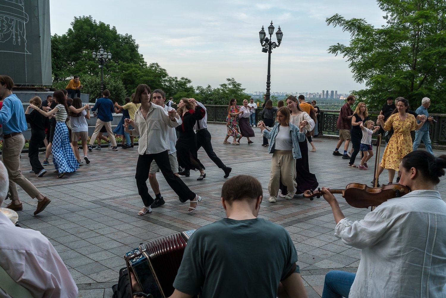  People dance traditional Ukrainian folk dances in a park on Wednesday, June 14, 2023 in Kyiv, Ukraine. 