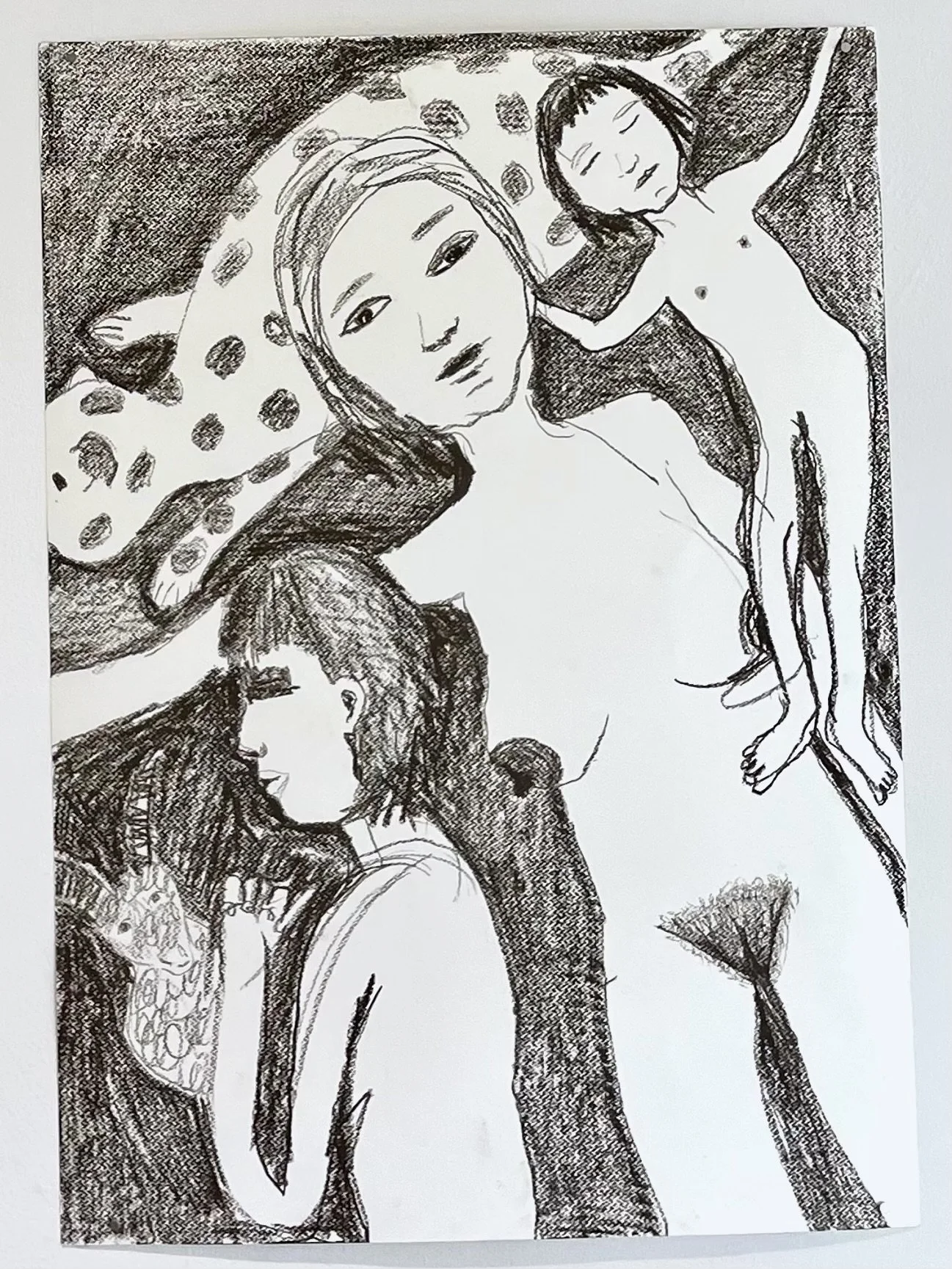 aus der neuen Serie "Schlaf",  50 x 70 cm, Neocolor auf Papier