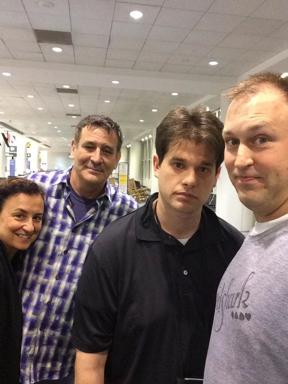 This is what we look like at 2 a.m. after having to disembark the plane and wait.