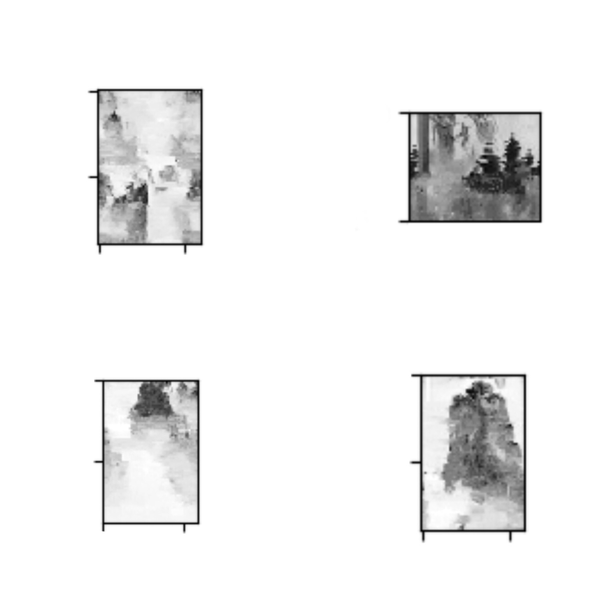 Samples of grayscale_rnn's output after approximately 1000 training epochs