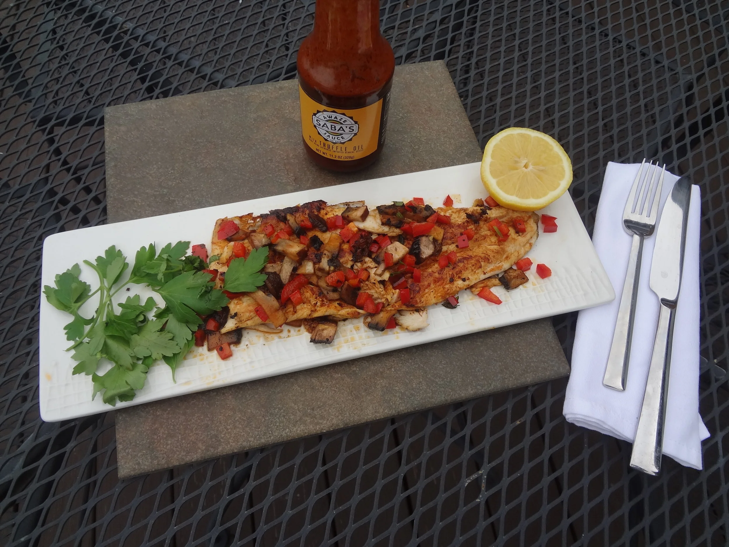 PAN SEARED RAINBOW TROUT WITH AWAZE TRUFFLE OIL
