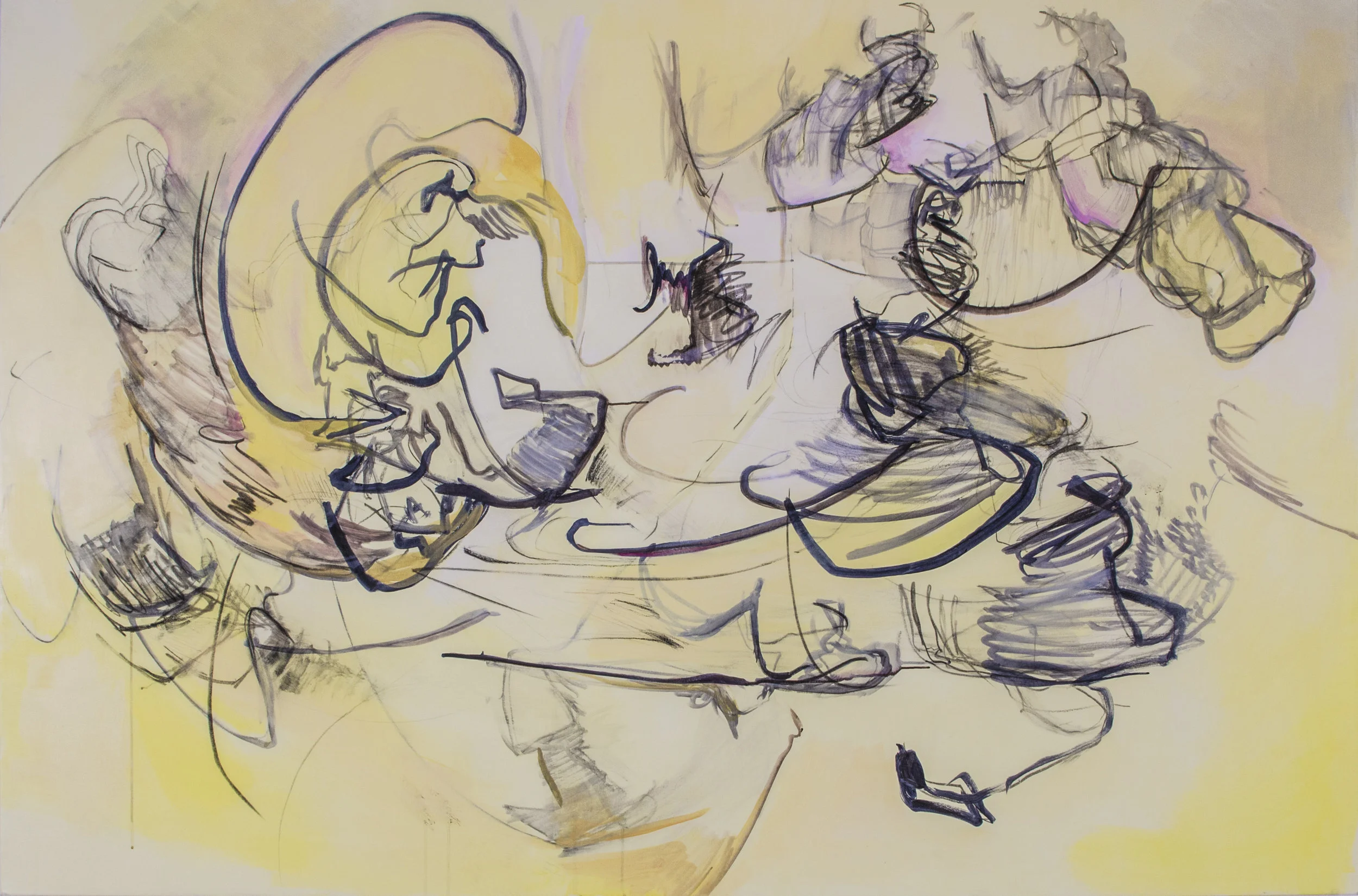 Swarm , acrylic and charcoal on canvas, 56" x 84", 2017