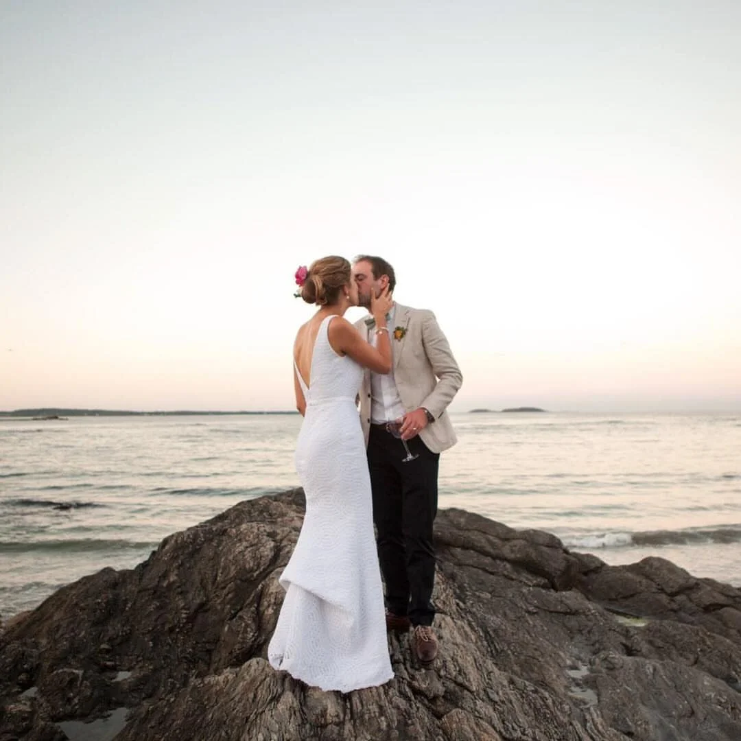 Quiet moment at Sunset on Prouts Neck for this newly married couple.