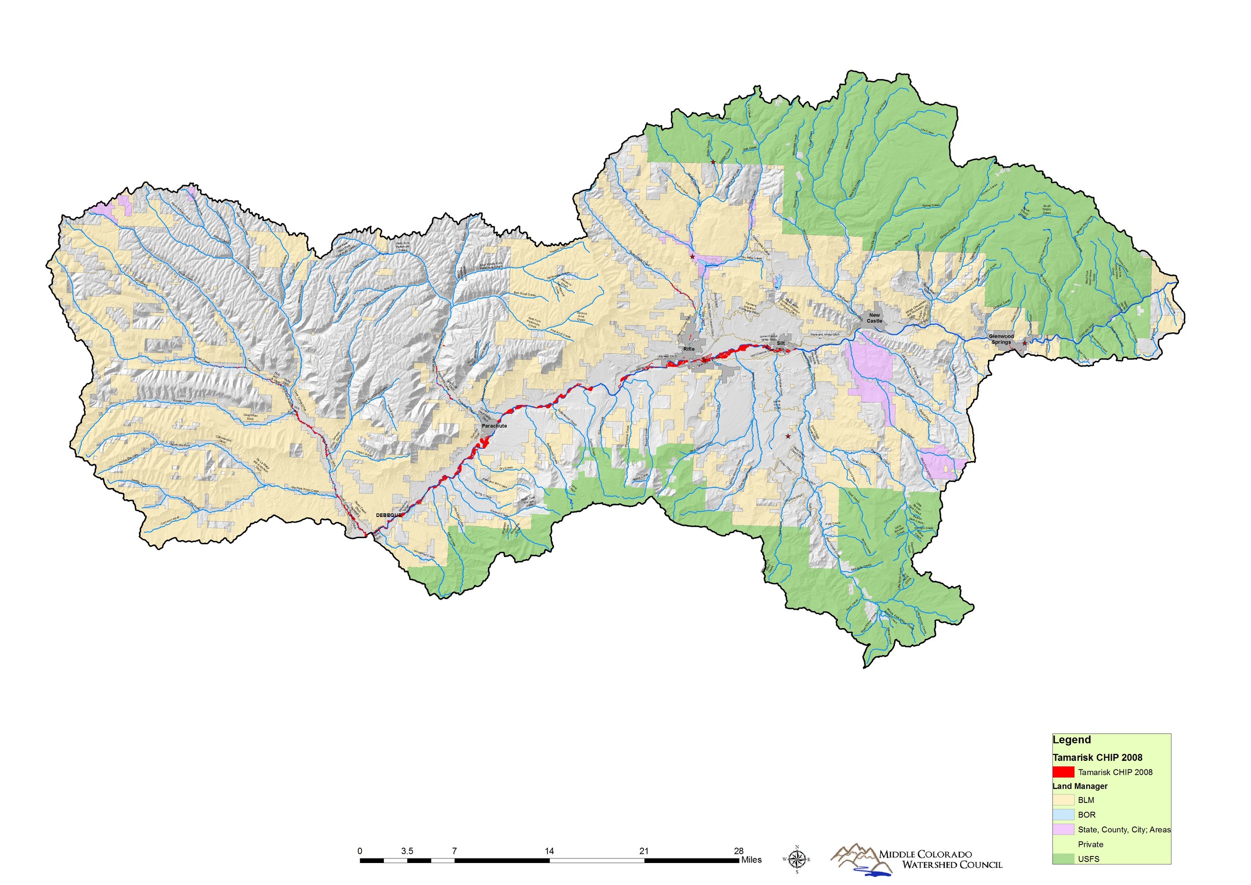 Land ownership throughout our watershed, from DeBeque to Glenwood Springs.