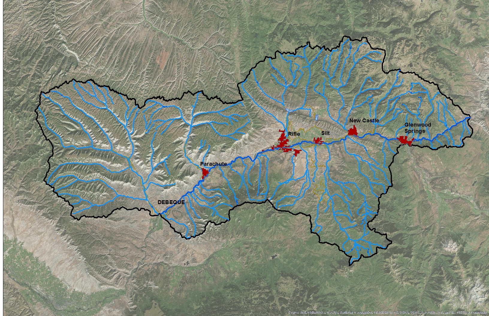 The Middle Colorado River Watershed includes all the tributaries that flow into the mainstem of the Colorado River from the top of Glenwood Canyon to DeBeque. Thinking on a watershed scale brings together water managers, land managers, industry leaders, and municipalities that rely on water. 