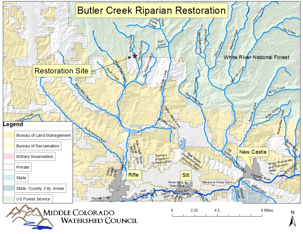  A map of the location of Butler Creek 