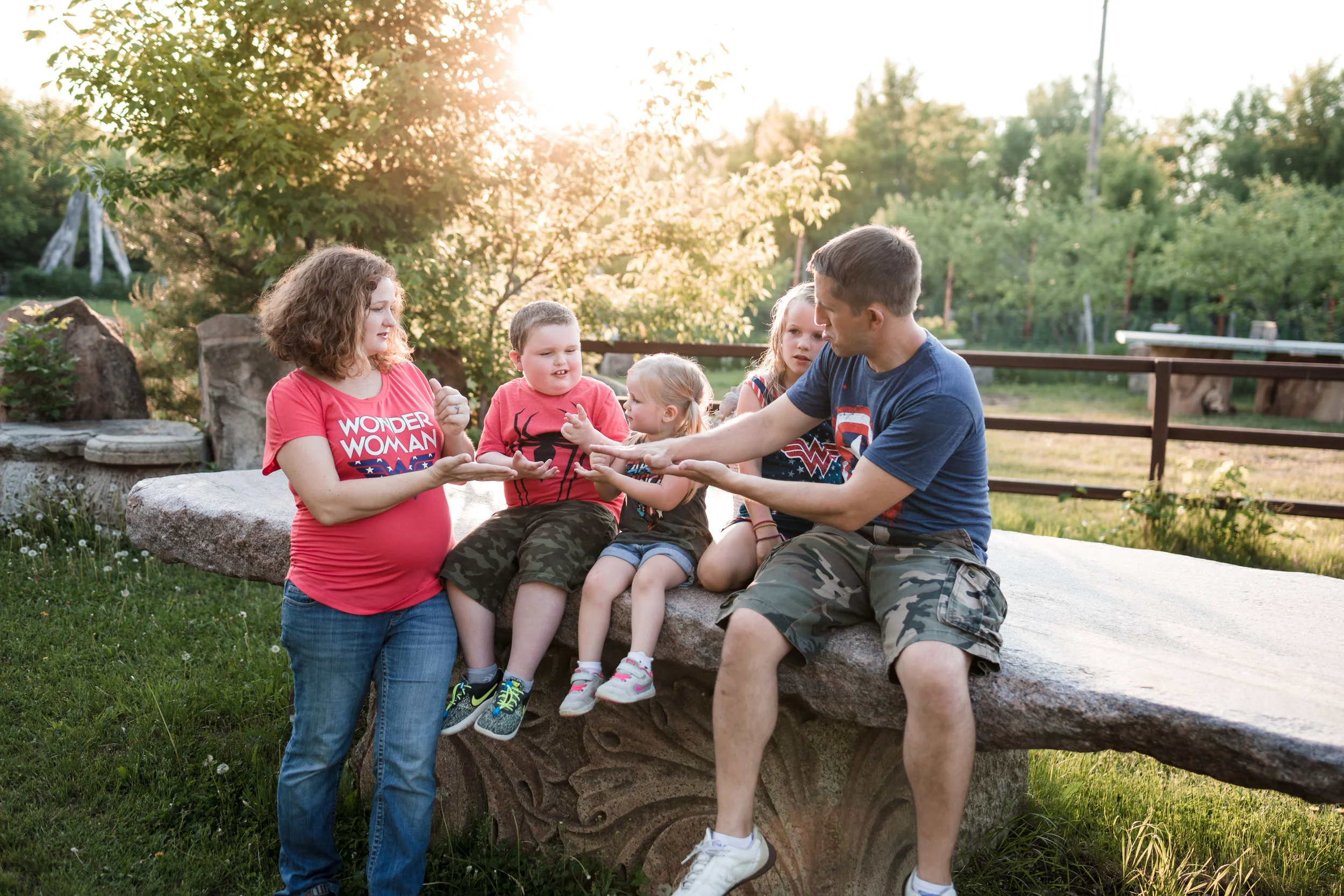 Family playing out side in the sunset - Minneapolis Family Photographer
