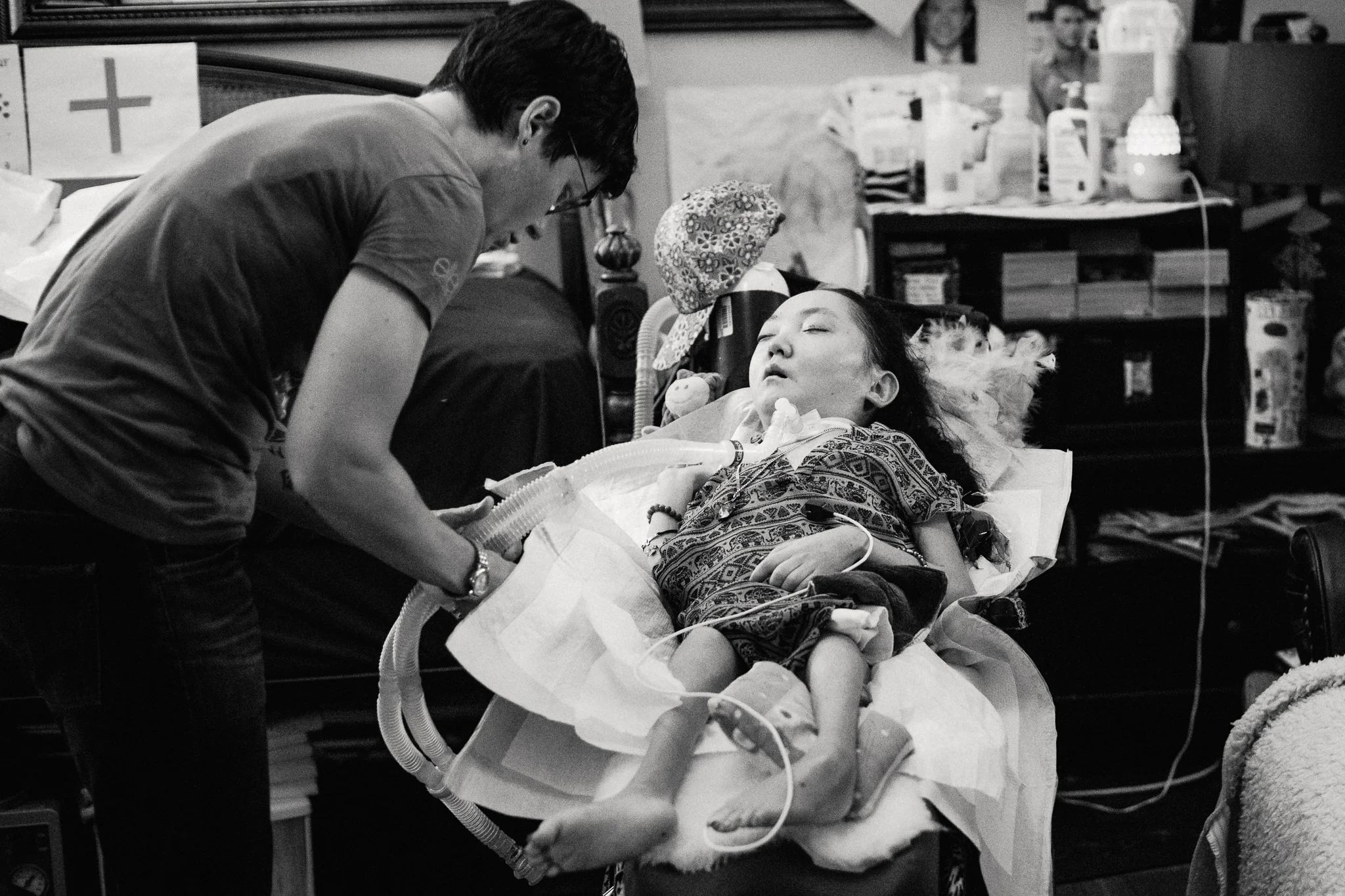 nurse helping girl in wheelchair - Minneapolis Special Needs Photographer