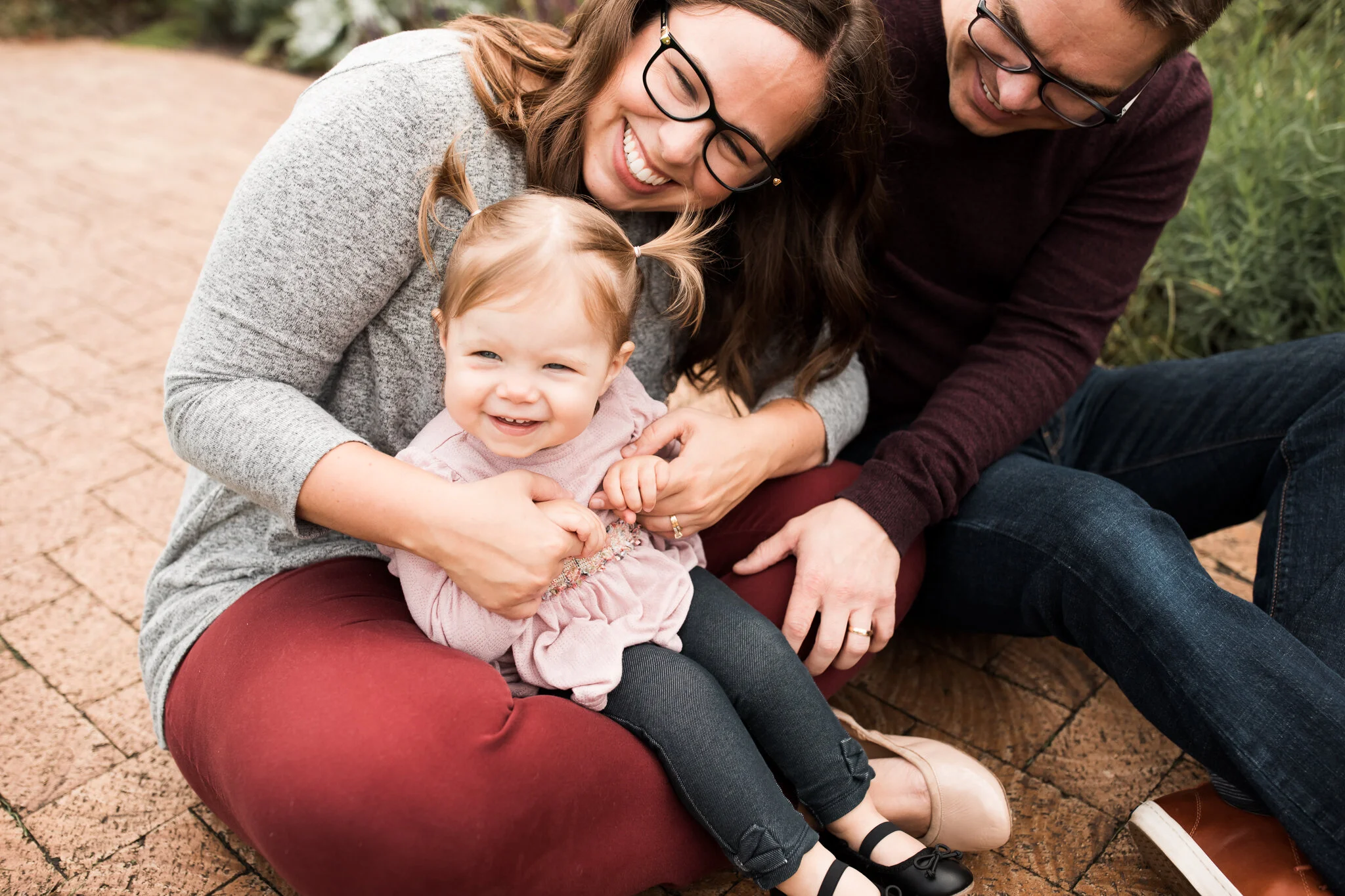 Little girl in pink dress and pig tales | Minnesota Family Photographer