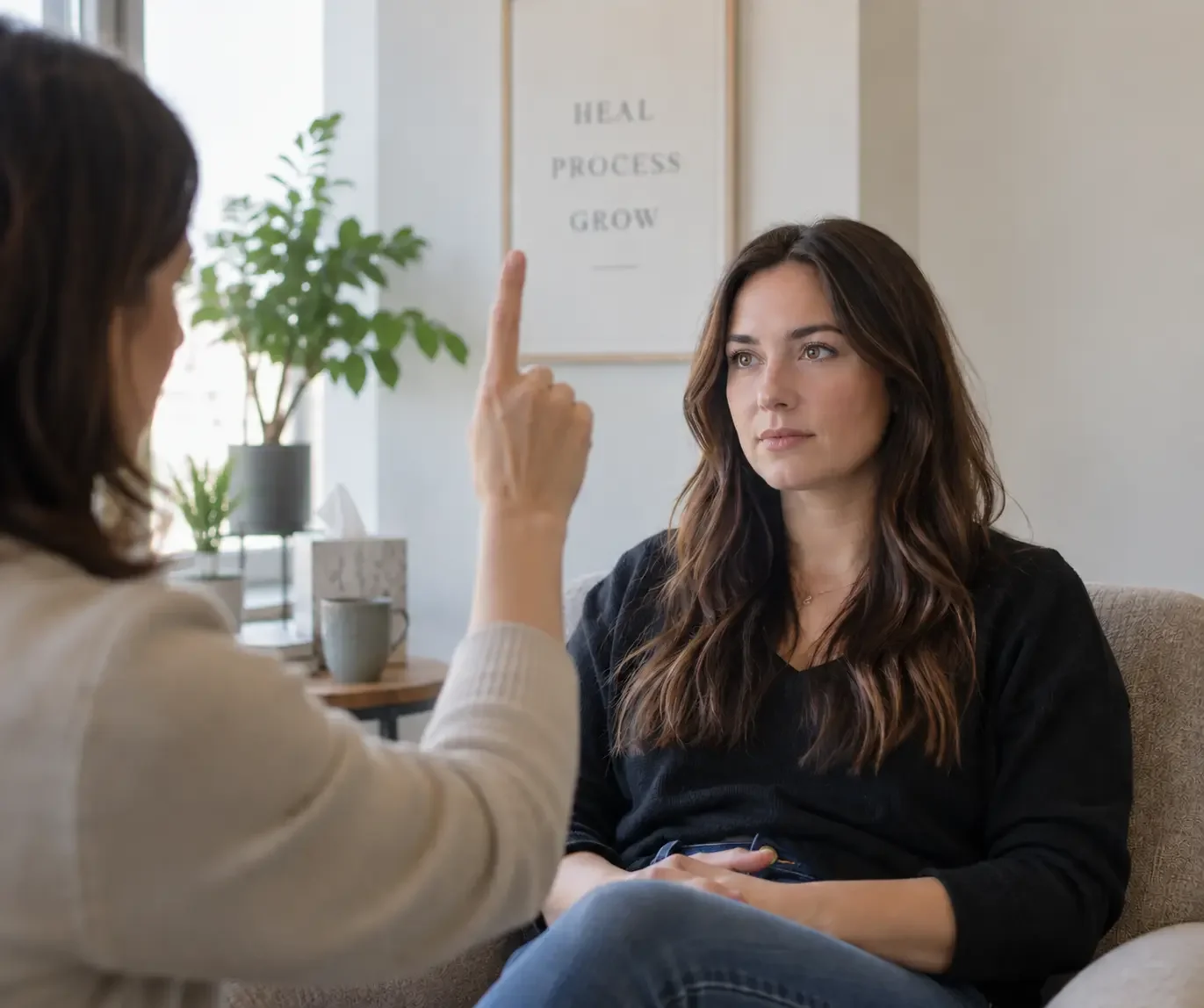 EMDR therapist with client