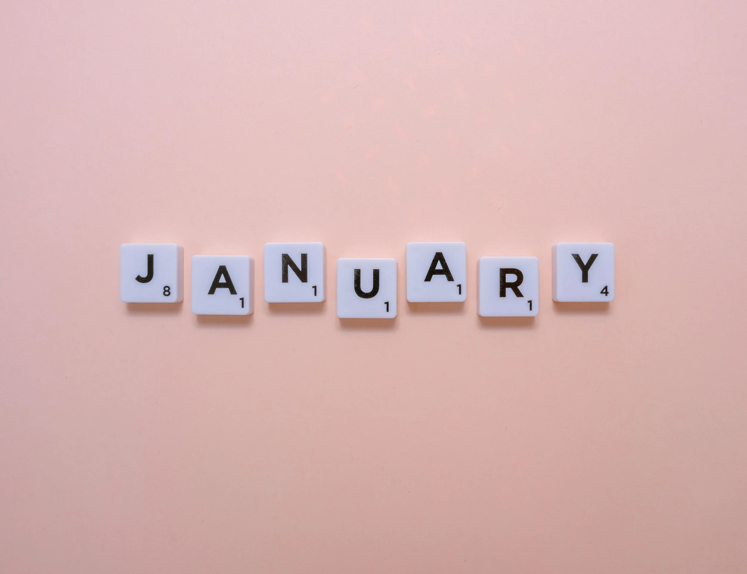 January spelled out in Scrabble letters