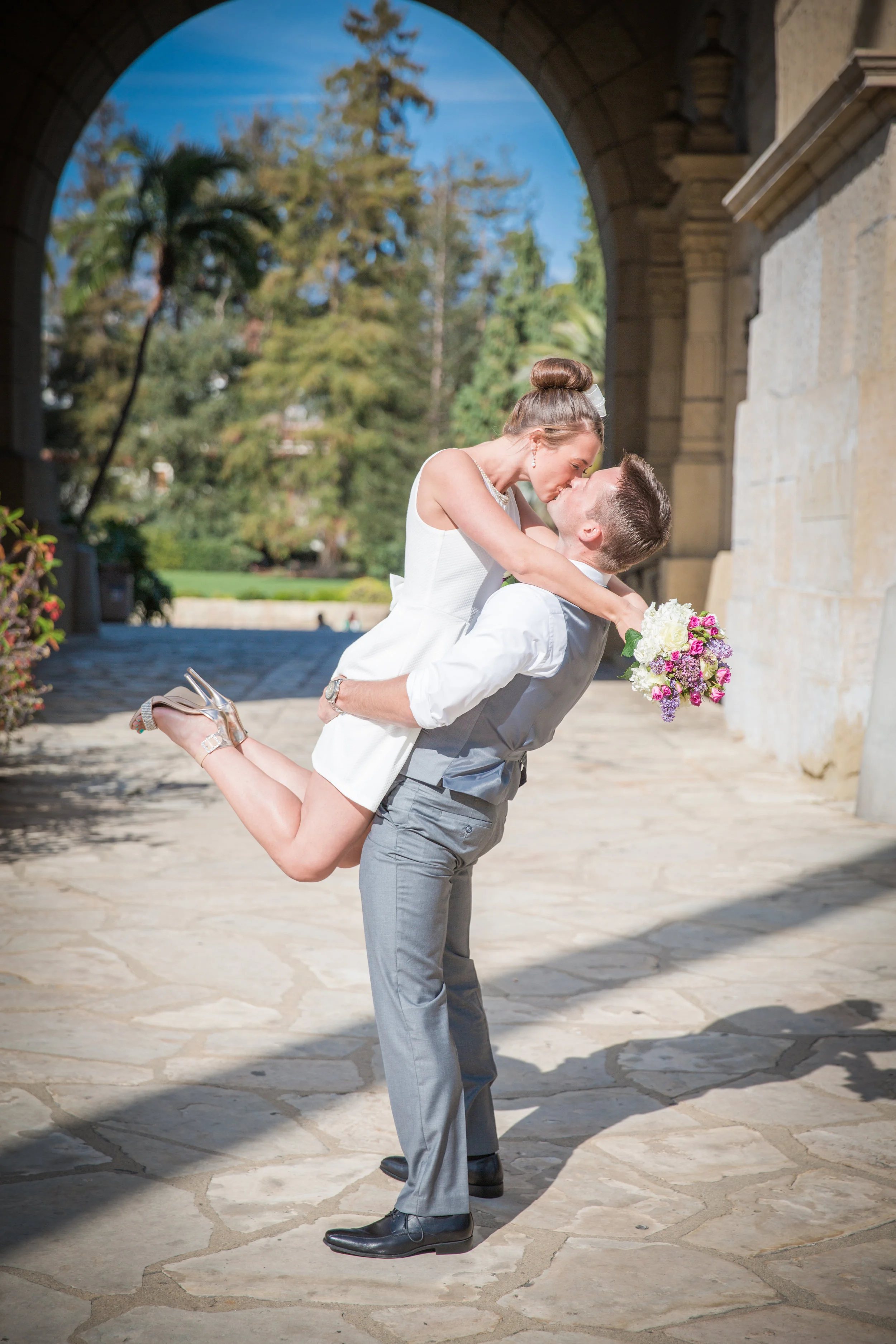 Bride and Groom portraits at Santa Barbara Courthouse