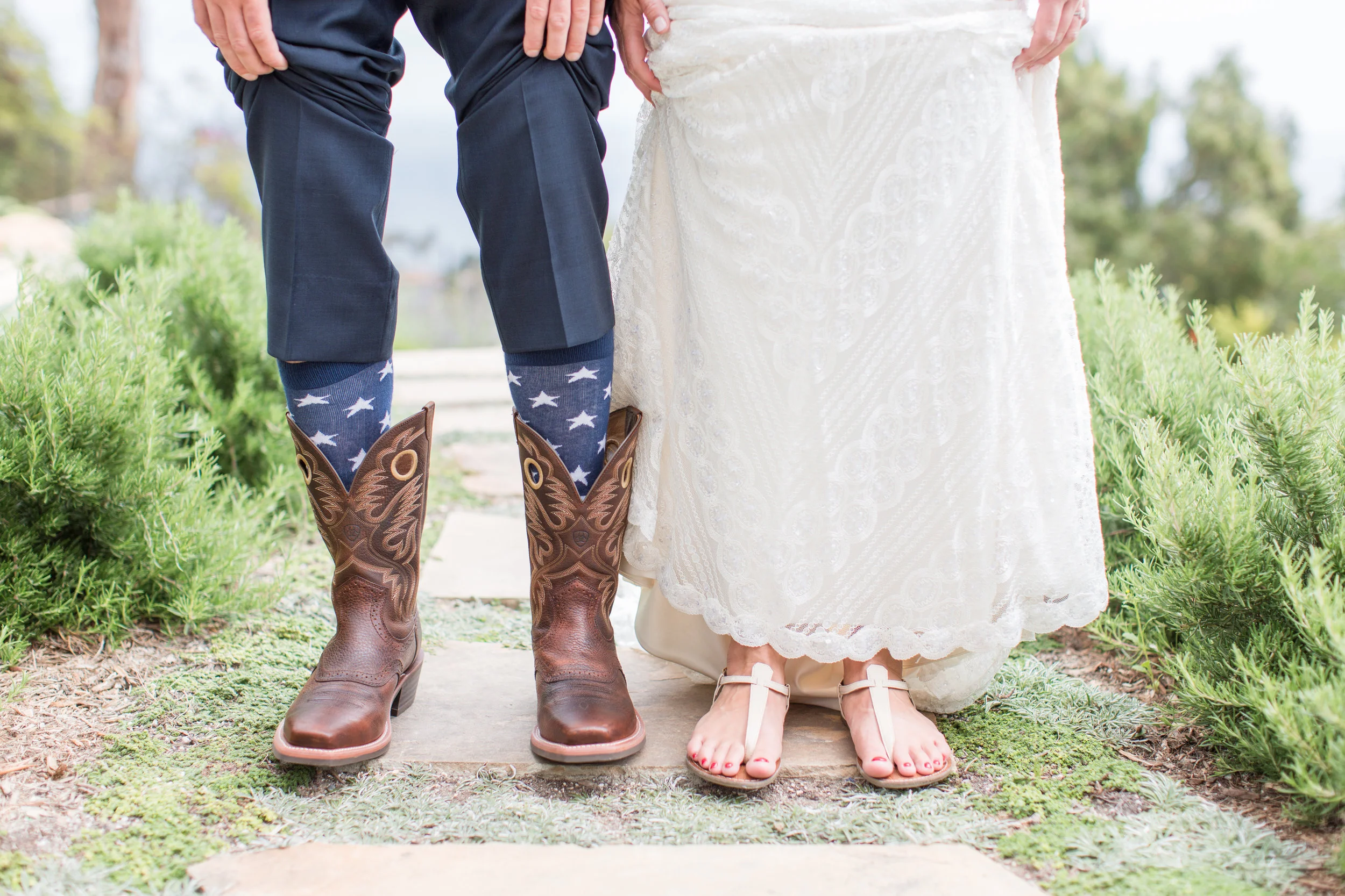 The shoes of the bride and groom