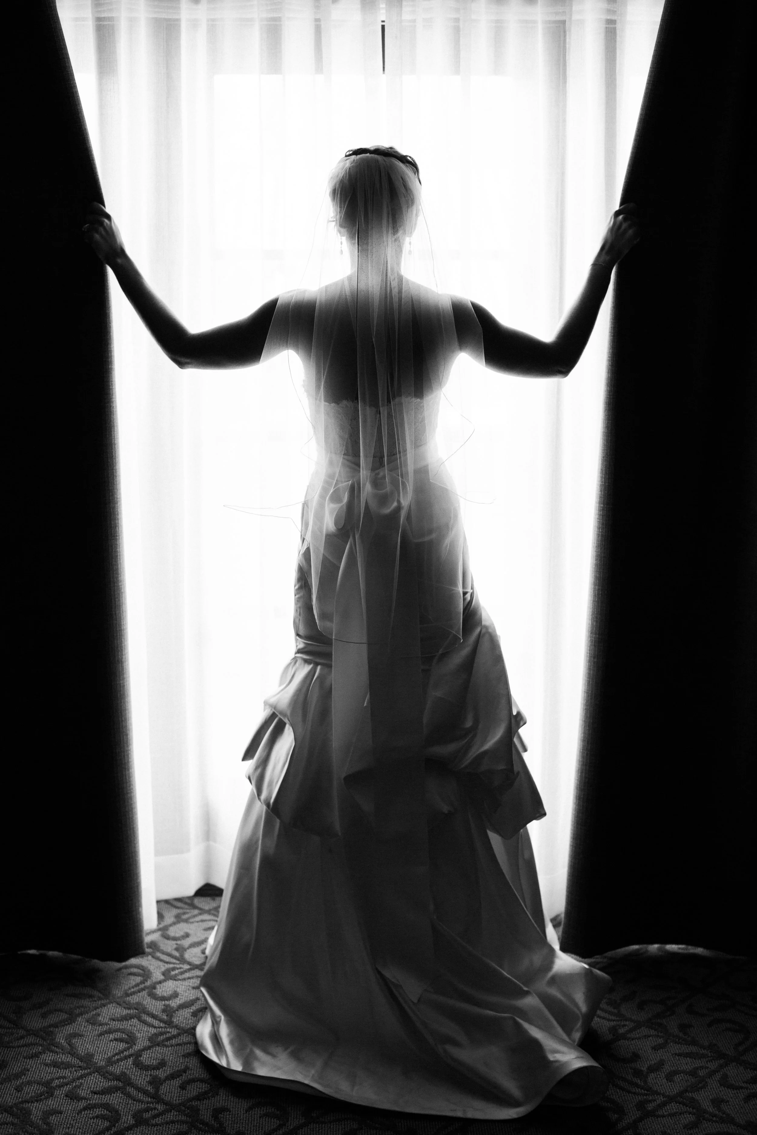 Bridal Silhouette in her dressing room