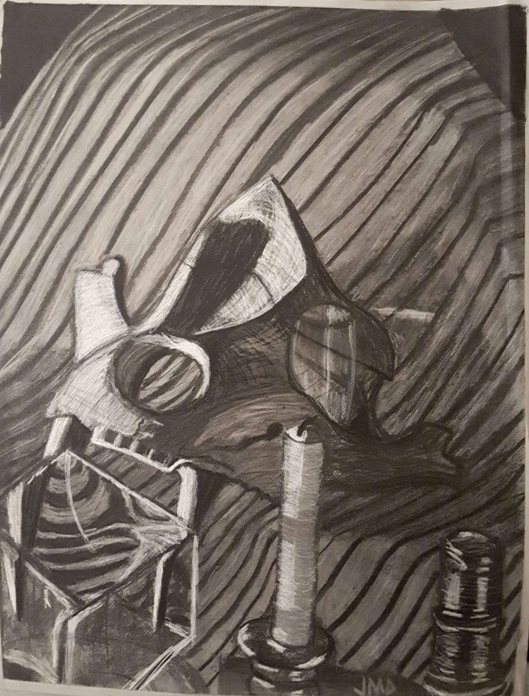 Ceramic skull on cloth