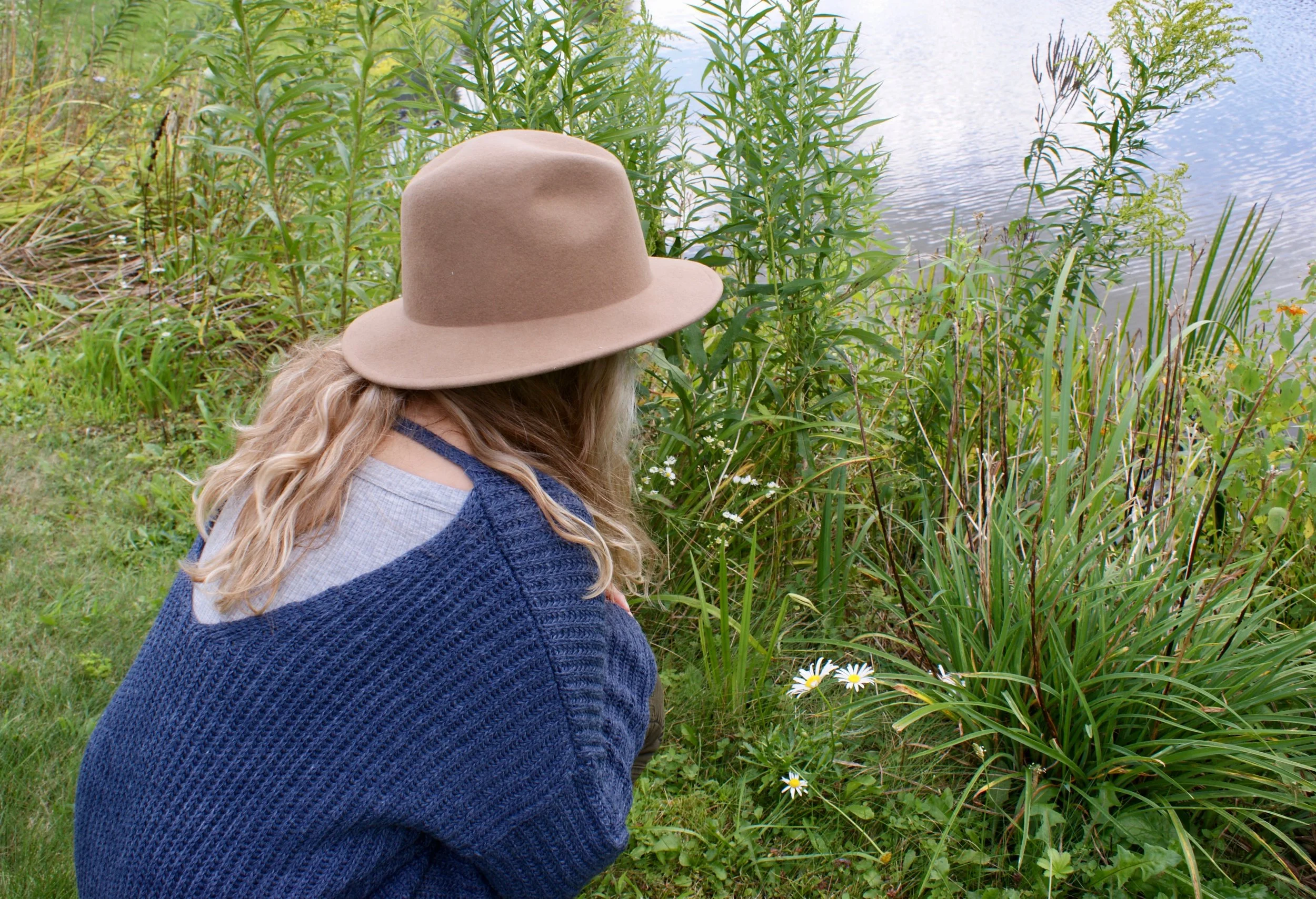 Deep Neck Indigo Sweater