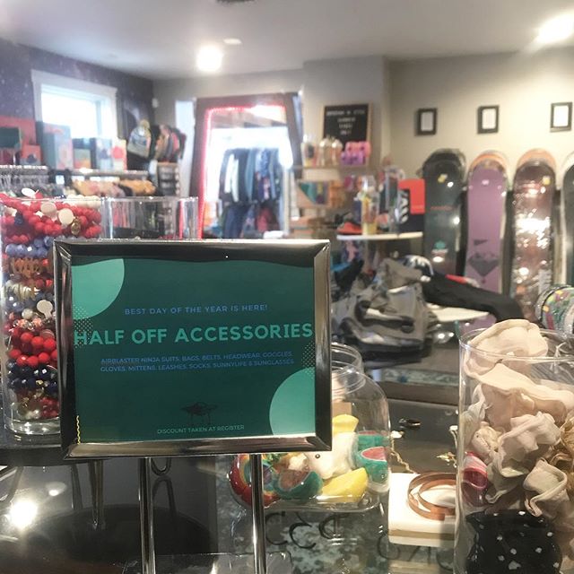 Day 3. Mothership is open until 5PM stop in for the LAST day of our one of a kind sale! Accessories all half off! FREE HAT when you spend $100 or more today.