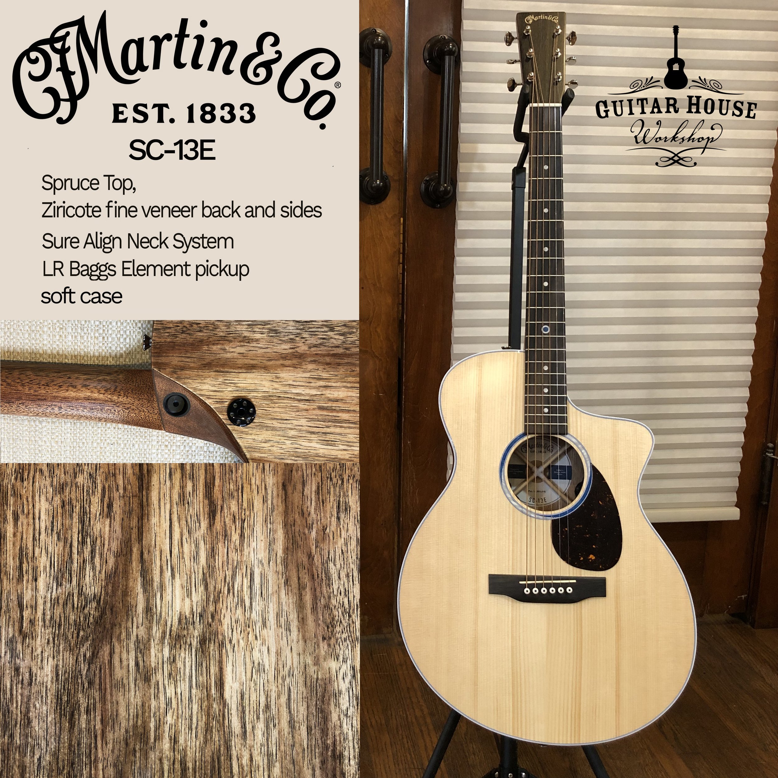 Marttin SC-13E with Koa $1599