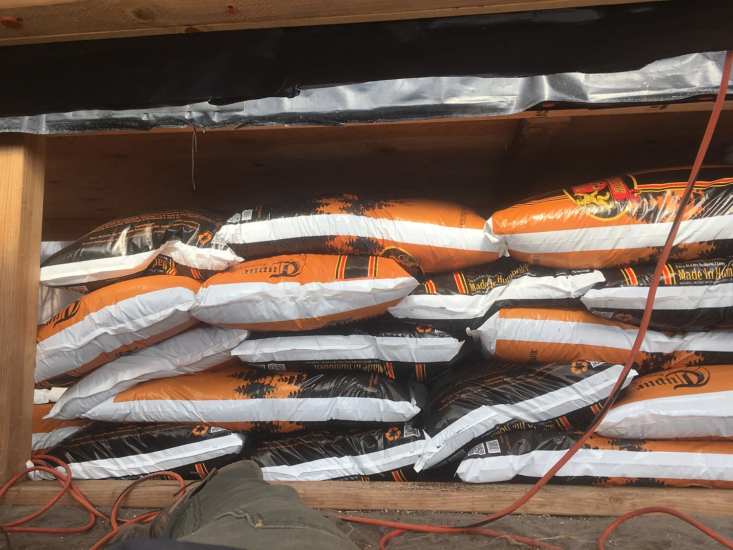 Yep, that's what part of a pallet of soil looks like.