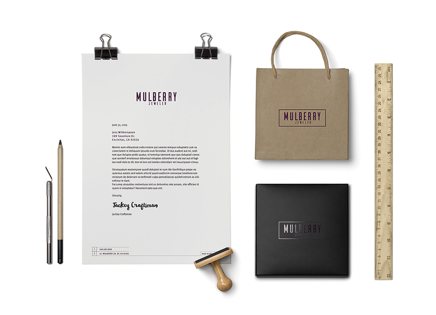 To further the concept of upcycling and giving new life to old discarded things, it was important to use environmentally friendly and recycled materials as a sustainable design choice without going over budget. This is why the stationary system, packaging, and brand book were all designed with 100% recycled compostable paper. The jewelry box is made from a thick paper substrate that has small seeds embedded within, which could either be reused after or planted in the ground to grow wildflowers. The tote bags are adorned with handwritten calligraphy and are screen printed with soy based ink on 100% recycled cotton canvas.