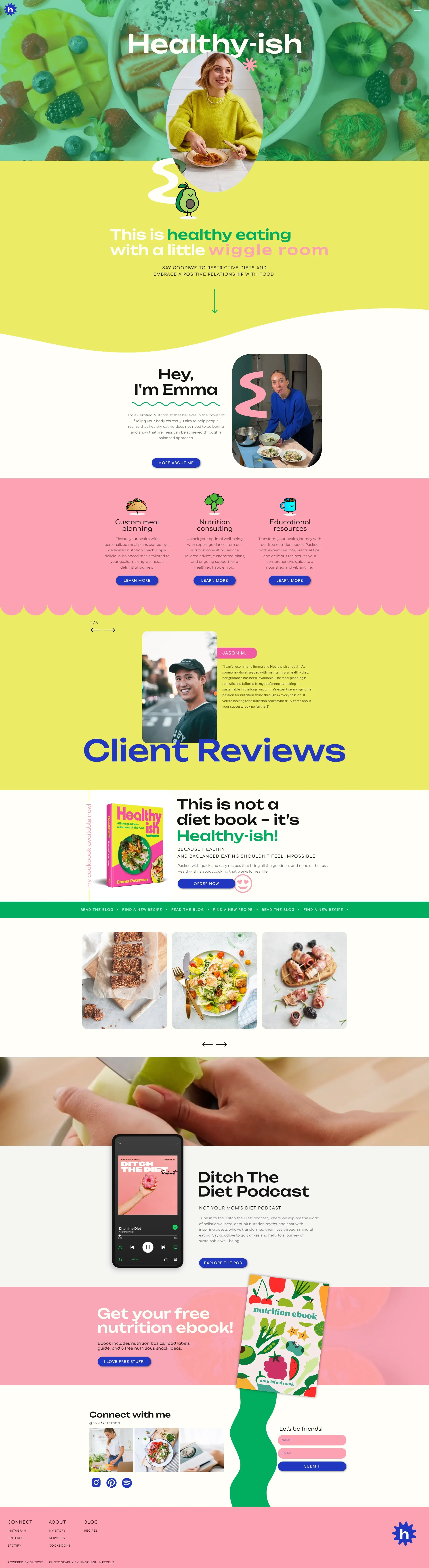Healthy-ish website for recipe developer and nutrition coach