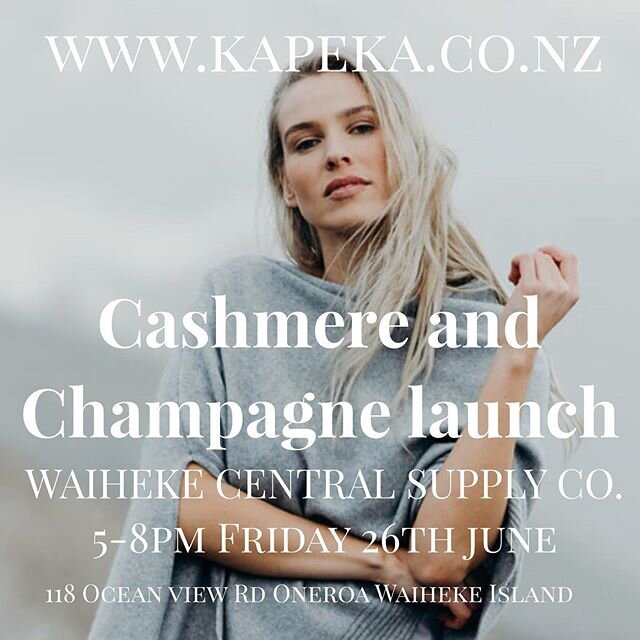 Come over on Friday for a glass of delicious Champagne and check out our new range of cashmere and merino silk knitwear. 
5-8 Pm this Friday @waihekecentralsupplyco 
@mylittlefranceinnz 
@kapeka_nz 
#luxurylifestyle 
#loveit 
#winter 
#cashmere 
#cha