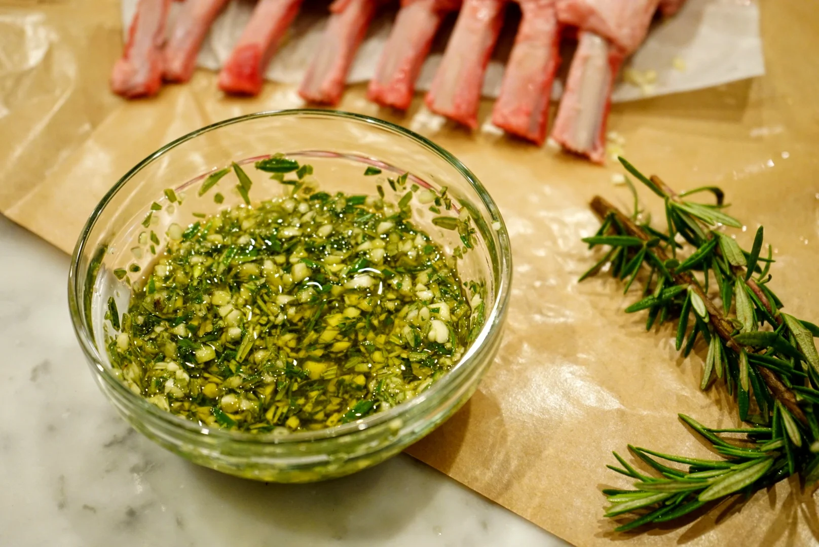 Olive oil, Rosemary and Garlic Rub.