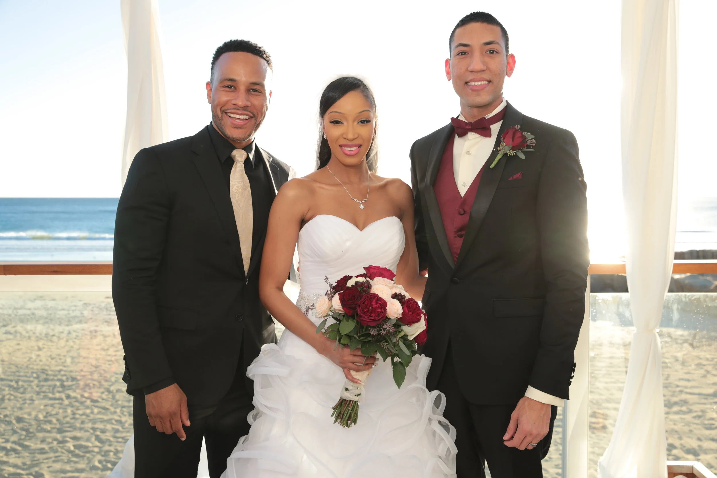  Dr. &amp; Mrs. Brandon &amp; Marie Stark Wedding Day in Malibu, CA. Officiated by award-winning film/television producer &amp; New York Times best-selling author DeVon Franklin.&nbsp; 