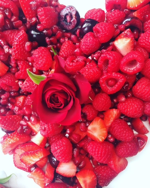 Cherries, strawberries, raspberries and pomegranate seeds make for a vibrant, red and super healthy fruit salad. A perfect combo for a Valentine's Day breakfast in bed... ❤