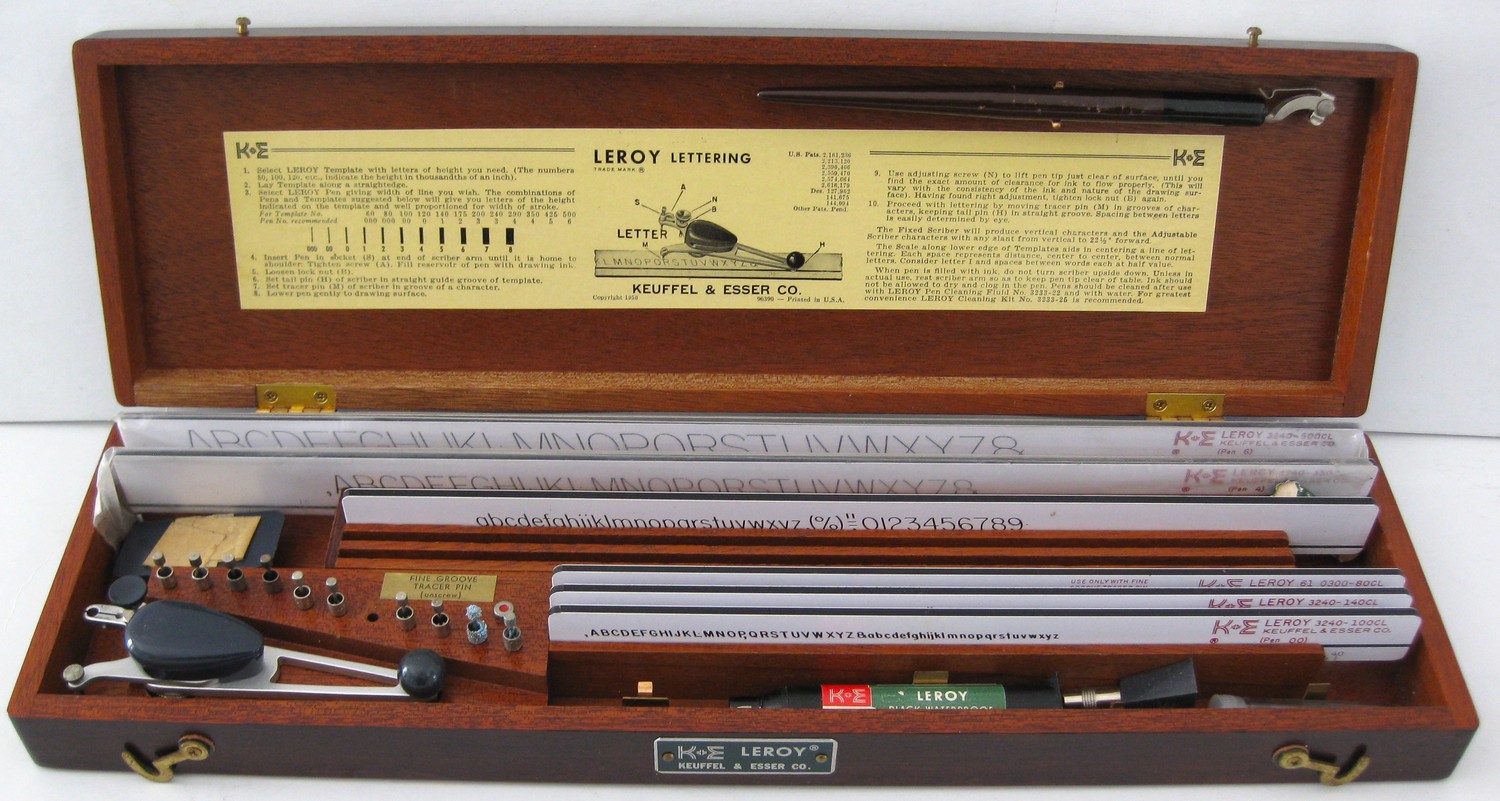 K&E Leroy Lettering Set, Vintage Keuffel Esser Controlled Lettering  Equipment, Drafting Set 61 0300