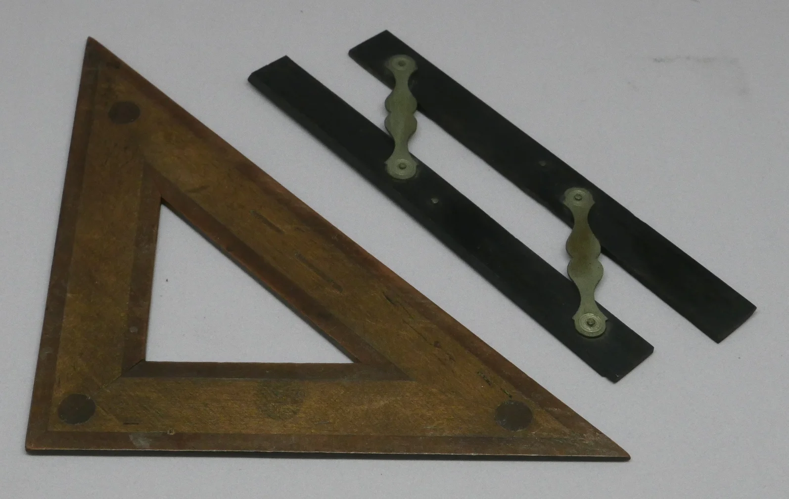 Wood triangle and Ebony Parallel Rule