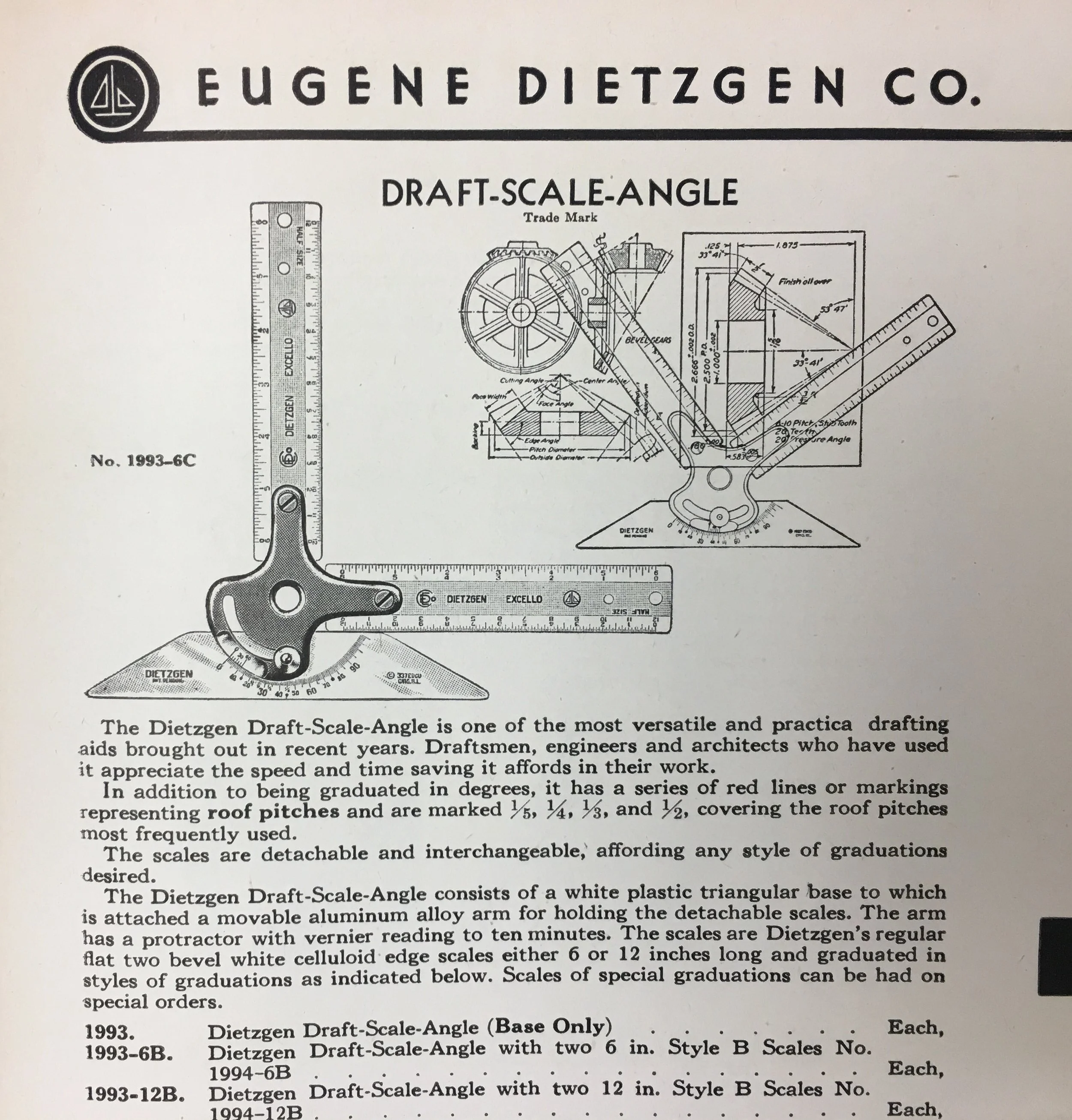 Catalog page: Dietzgen Draft-Scale-Angle